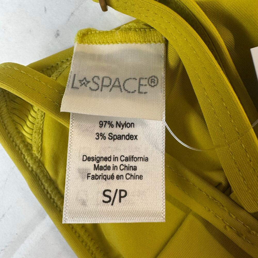 L Space Millie Ribbed Bikini Top Yellow Small NWT Triangle Adjustable Swimwear - Picture 6 of 7